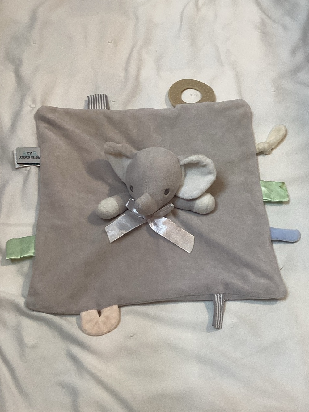 London Bridge Elliot the Elephant Baby Lovey Blanket & Teether 2022 Plush Toy